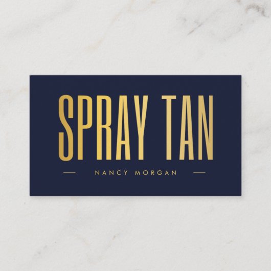 Spray Tan QR Code und Logo Navy und Gold Visitenkarte (Vorderseite)