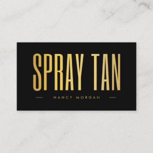 Spray Tan QR Code und Logo Schwarz und Gold Visitenkarte