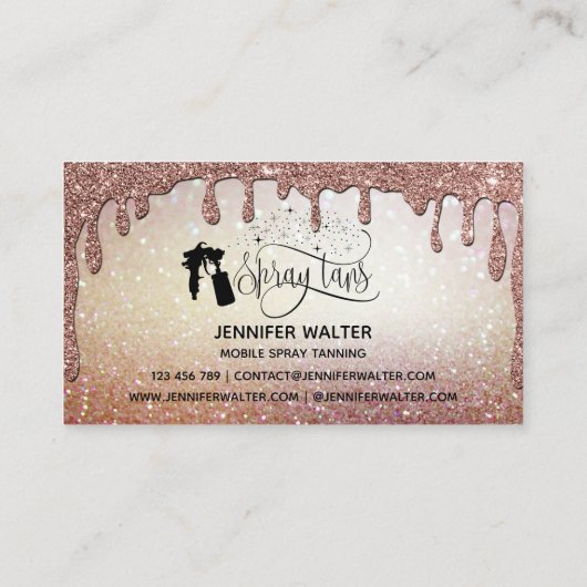 Spray tan Skript Glitzer Goldmarmor Textur Visitenkarte (Rückseite)
