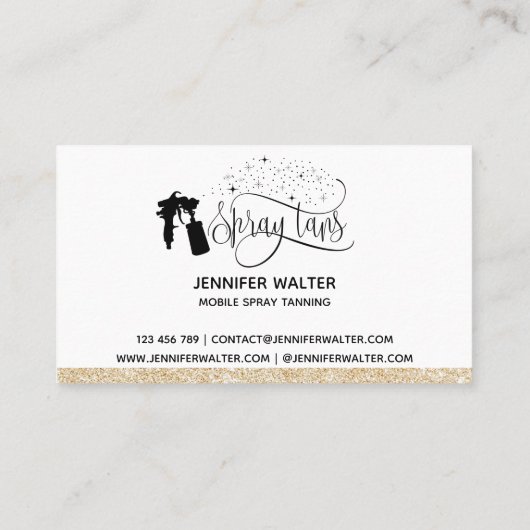 Spray tan Skript Gold Glitzer Confetti Visitenkarte (Rückseite)