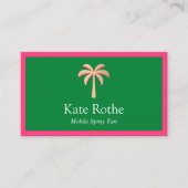 Spray Tan Tropical Gold Palm Tree Green Telefonnummerkarte (Vorderseite)