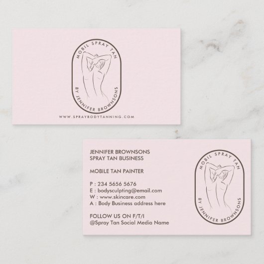 Spray Tan Woman Body Skin Care Visitenkarte (Vorne/Hinten)