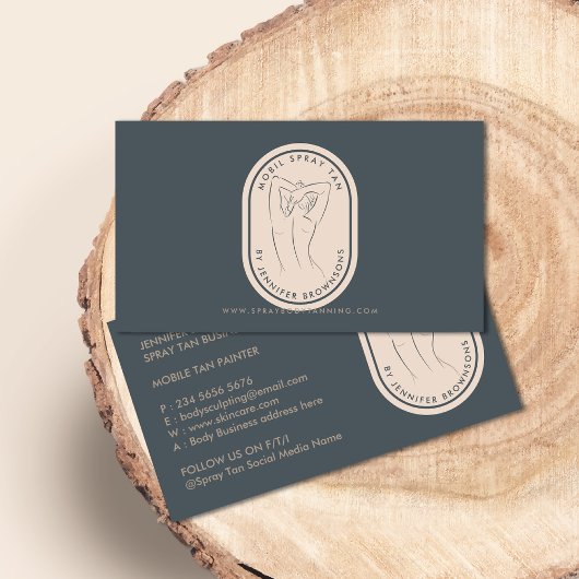 Spray Tan Woman Body Skin Navy Beige Visitenkarte
