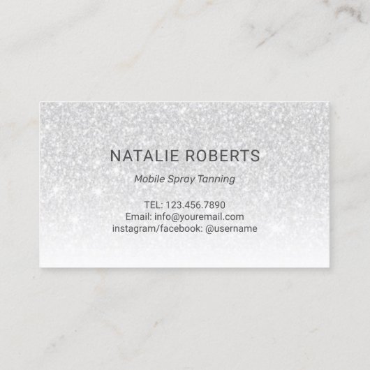 Spray Tanning Salon Modernes Black Glitzer Loyalty Treuekarte (Rückseite)