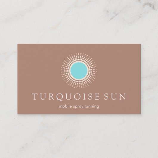 Spray Tanning Tan und Türkis Sun Logo Visitenkarte (Vorderseite)