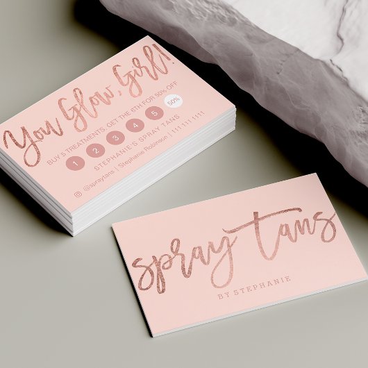 Spray tans Logo Rose Gold Typografie Visitenkarte