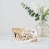 Spray tans Skript Gold Glitzer Pinselstriche Herze Visitenkarte (Stehend Vorderseite)