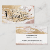 Spray tans Skript Gold Glitzer Pinselstriche Herze Visitenkarte (Vorne/Hinten)