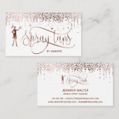 Spray tans Skript Rose Gold Glitzer Confetti Visitenkarte (Vorne/Hinten)