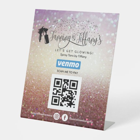 SPRAY TANS VENMO QR CODE PEDESTAL SIGN SOCKELSCHILD (Vorderseite)
