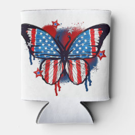 Spraypainted American Flag Butterfly Dosenkühler