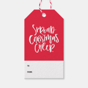 Spread Christmas Cheer Hand Lettered Red Holiday Geschenkanhänger
