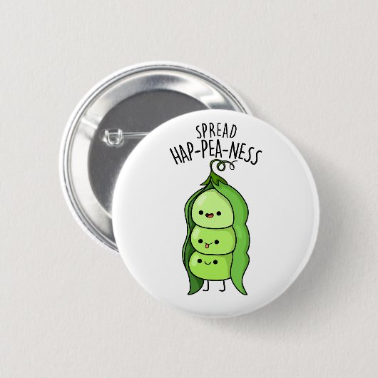 Spread Hap-pea-ness Funny Peas Pub Button (Vorne & Hinten)