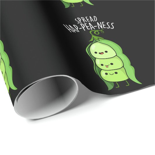 Spread Hap-pea-ness Funny Peas Pun Dark BG Geschenkpapier (Rolleneckpunkt)