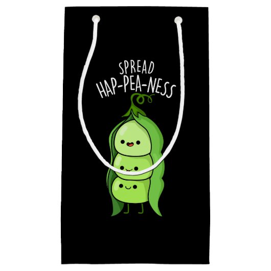 Spread Hap-pea-ness Funny Peas Pun Dark BG Kleine Geschenktüte (Vorderseite)