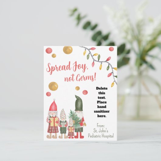 Spread Jonot Germs Elf Hand Sanitizer Geschenkkart Karte (Stehend Vorderseite)