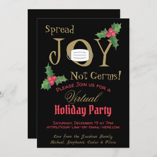 Spread Jonot Germs Virtual Holiday Party Einladung (Vorne/Hinten)