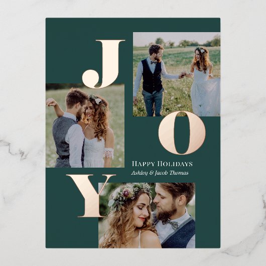 Spread Joy Editable Color Foil Holiday Postkarte (Vorderseite)