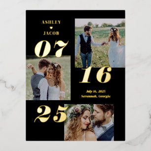 Spread Joy Foil Save the Date Postcard Folie Einladungspostkarte
