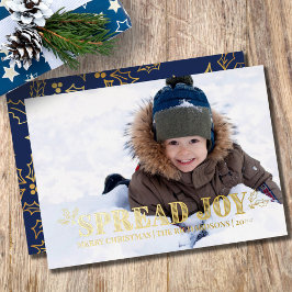 Spread Joy Landscape Foto Holly Blue und Gold Folien Feiertagskarte