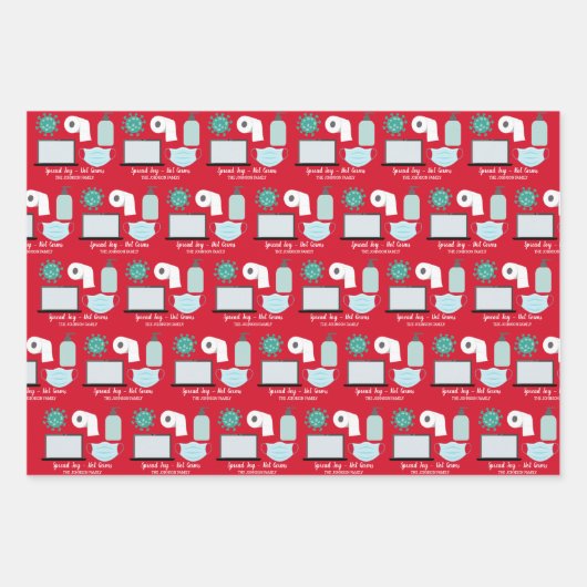 Spread Joy Not Germs 2020 Maske Virus Toilettenpap Geschenkpapier Set (Vorderseite 3)