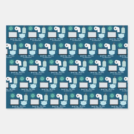 Spread Joy Not Germs 2020 Maske Virus Toilettenpap Geschenkpapier Set (Vorderseite 2)
