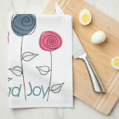 Spread Joy Pink Blue Blumen Geschirrtuch (Viertel Falte)