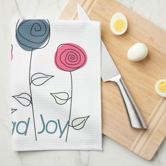 Spread Joy Pink Blue Blumen Geschirrtuch (Viertel Falte)