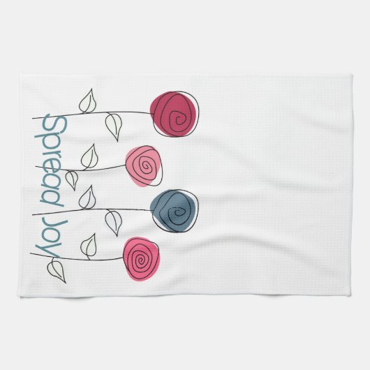 Spread Joy Pink Blue Blumen Geschirrtuch (Horizontal)