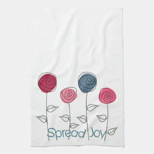 Spread Joy Pink Blue Blumen Geschirrtuch