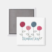 Spread Joy Pink Blue Blumen Magnet (Vorderseite/Rückseite)