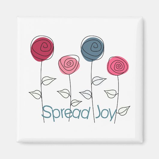 Spread Joy Pink Blue Blumen Magnet (Vorne)
