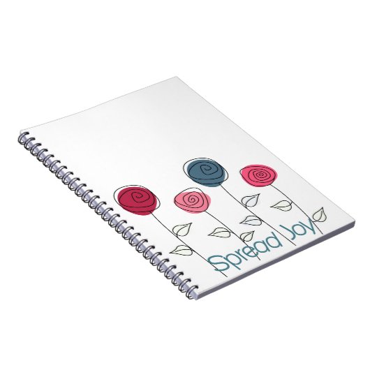 Spread Joy Pink Blue Blumen Notizblock (Rechte Seite)