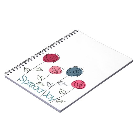 Spread Joy Pink Blue Blumen Notizblock (Linke Seite)