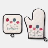 Spread Joy Pink Blue Blumen Ofenhandschuh & Topflappen-Set (Vorderseite)