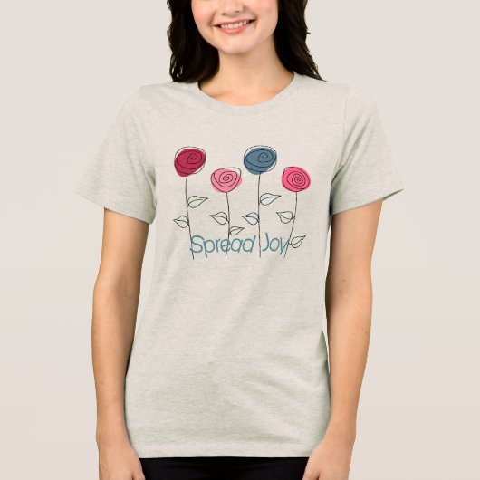 Spread Joy Pink Blue Blumen Tri-Blend Shirt (Vorderseite)