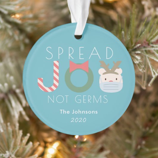 Spread Joy Polar Bären Maske Blue Holiday Foto Ornament (Baum)