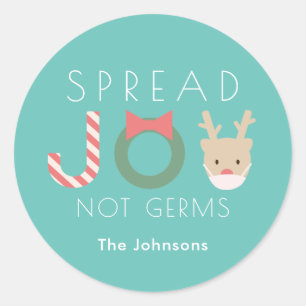 Spread JOY Reindeer Mask Truquoise Blue Runder Aufkleber