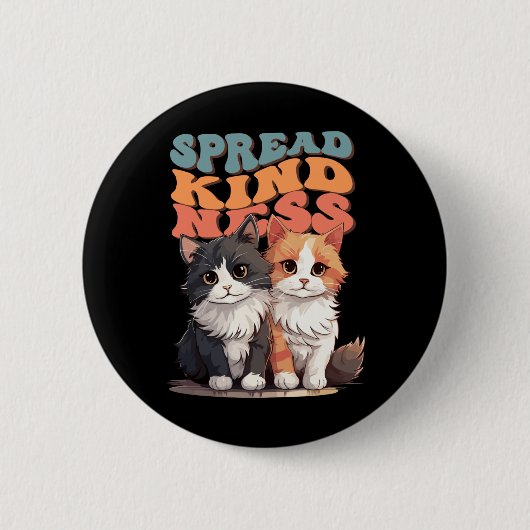 Spread Kindness - Adorable Cat Duo Design Sticker Button (Vorderseite)