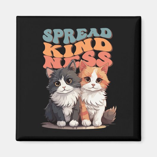 Spread Kindness - Adorable Cat Duo Design Sticker Magnet (Vorne)
