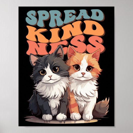 Spread Kindness - Adorable Cat Duo Design Sticker Poster (Vorne)