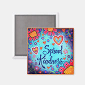 Spread Kindness Floral Inspirierend Trendy Blue Magnet (Vorderseite/Rückseite)