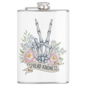 "Spread Kindness" Skeleton Peace Sign – Watercolor Flachmann (Vorderseite)