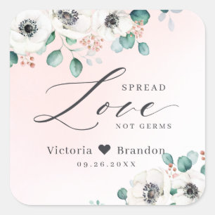 Spread Liebe Anemon Blüte Gastgeschenk Hochzeit Quadratischer Aufkleber