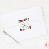 Spread Liebe Burgundy Red Floral Wedding Sanitizer Quadratischer Aufkleber (Umschlag)