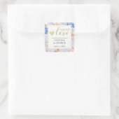 Spread-Liebe-Etiketten Frühling bläulich pink Quadratischer Aufkleber (Tasche)