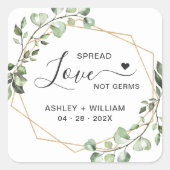 Spread Liebe Geometric Eucalyptus Wedding Sanitize Quadratischer Aufkleber (Vorderseite)