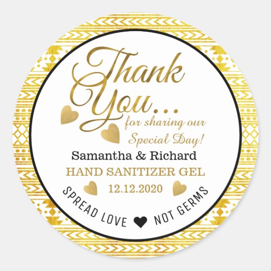 Spread Liebe Gold Aztec Tribal Muster Vielen Dank Runder Aufkleber (Vorderseite)