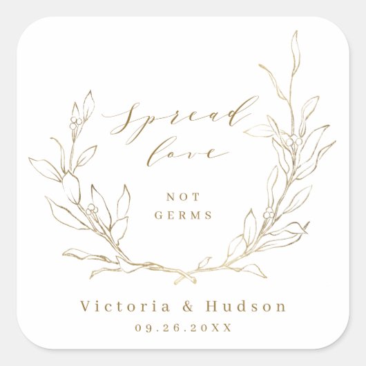 Spread Liebe Gold schlichter, eleganter Kranz Quadratischer Aufkleber (Vorderseite)