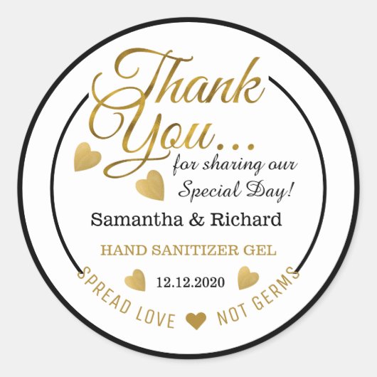 Spread-Liebe Gold Vielen Dank für Ihre Unterstützu Runder Aufkleber (Vorderseite)